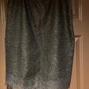 Coldwater Creek Black  Sparkle Tweed Skirt 16 NWOT